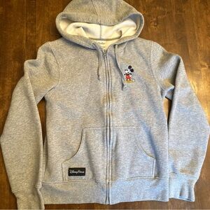 Walt Disney World Disney Resort Embroidered Mickey Hoodie Full‎ Zip Gray Youth M